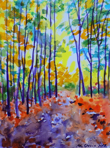 Painting titled "Into the light" by Maja Grecic, Original Artwork, Watercolor