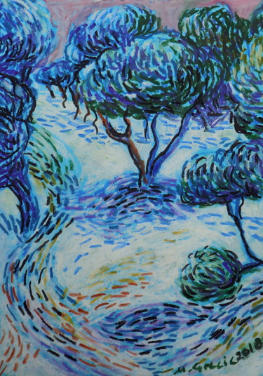 Dessin intitulée "Vincent's dream No 5" par Maja Grecic, Œuvre d'art originale, Pastel