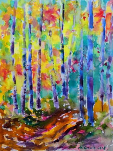 Картина под названием "Autumn light" - Maja Grecic, Подлинное произведение искусства, Акварель