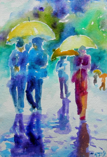 Peinture intitulée "Summer rain" par Maja Grecic, Œuvre d'art originale, Aquarelle
