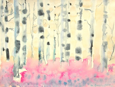 Peinture intitulée "Celestial forest" par Maja Grecic, Œuvre d'art originale, Aquarelle