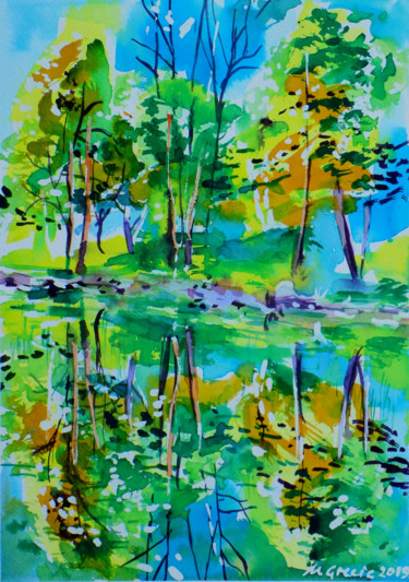 Painting titled "Reflections XII" by Maja Grecic, Original Artwork, Watercolor