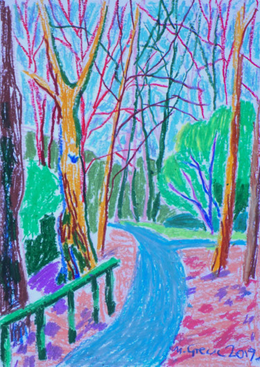 Painting titled "A path in plein air" by Maja Grecic, Original Artwork, Pastel