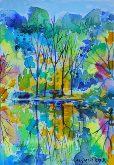 Painting titled "Reflections XXIII" by Maja Grecic, Original Artwork, Watercolor