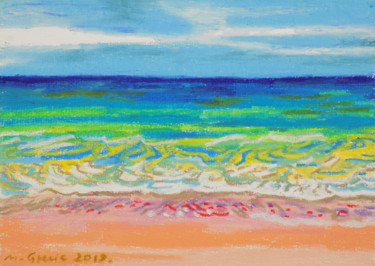 Dessin intitulée "Pink sand of Bermuda" par Maja Grecic, Œuvre d'art originale, Pastel