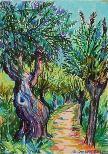 Dibujo titulada "Orchard etude No XI…" por Maja Grecic, Obra de arte original, Pastel