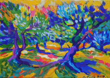 Pittura intitolato "Olive grove in cadm…" da Maja Grecic, Opera d'arte originale, Acrilico