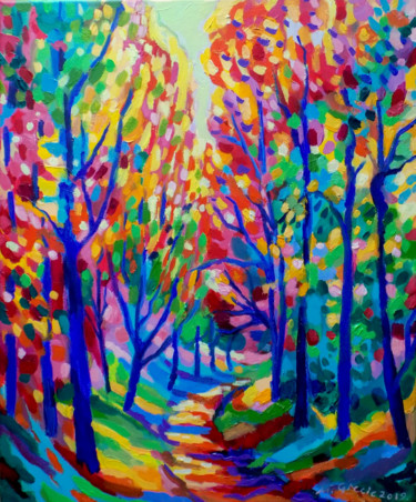 Painting titled "Colourful autumn" by Maja Grecic, Original Artwork, Acrylic