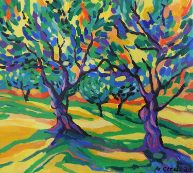 Peinture intitulée "Olive grove Toccata" par Maja Grecic, Œuvre d'art originale, Acrylique