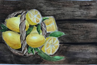 Картина под названием "Лимоны" - Майя Снежинская, Подлинное произведение искусства, Акварель