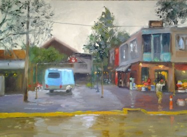 Malerei mit dem Titel "El mercado" von Maria Catalina Alberto, Original-Kunstwerk, Öl