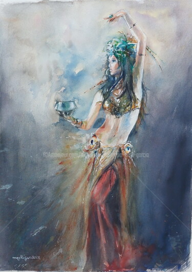 Painting titled "TRIBAL" by Maylu Garcia (María Luisa García), Original Artwork, Watercolor