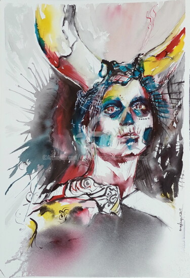 Картина под названием "HALLOWEEN 2022" - Maylu Garcia (María Luisa García), Подлинное произведение искусства, Чернила