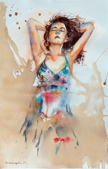 Картина под названием "SONNERIE" - Maylu Garcia (María Luisa García), Подлинное произведение искусства, Акварель