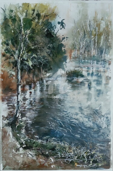 Painting titled "PASSE DU LAGUNE DU…" by Maylu Garcia (María Luisa García), Original Artwork, Watercolor