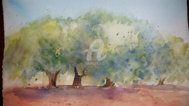 Painting titled "olivos" by Mayte Cañete, Original Artwork, Watercolor