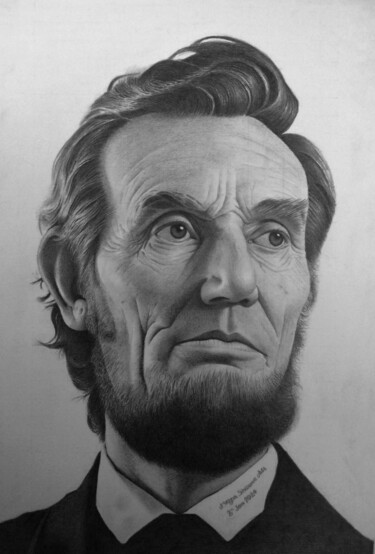 Рисунок под названием "Abraham Lincoln" - Mayur Sharma Art, Подлинное произведение искусства, Карандаш