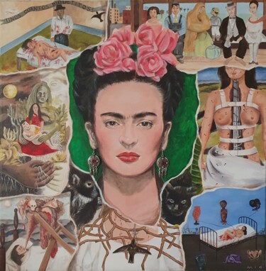 Schilderij getiteld "Homage to Frida Kah…" door Mayya Batulina, Origineel Kunstwerk, Acryl