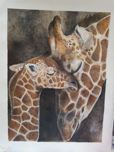 Painting titled "Amour de girafe" by Maz'Art, Original Artwork