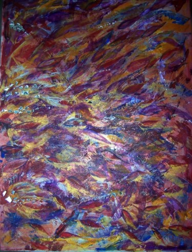 fonds marins Peinture intitulée "fonds marins" par Fabienne Mazarico, Œuvre d'art originale, Huile