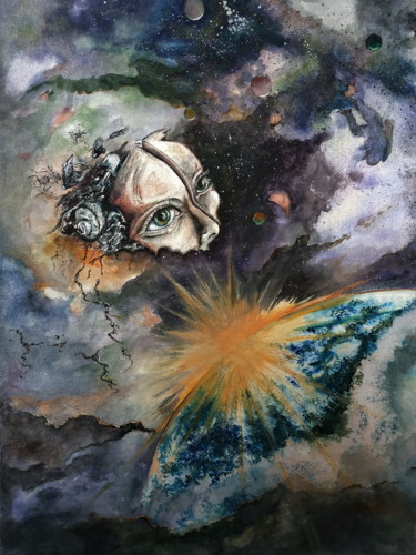 Картина под названием "Останки искусственн…" - Igor Mazaletskiy, Подлинное произведение искусства, Акварель