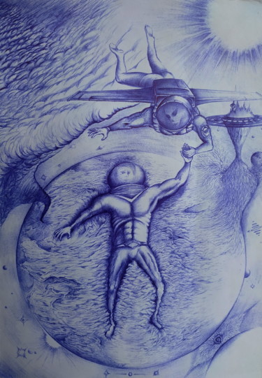 Рисунок под названием "Спасение" - Igor Mazaletskiy, Подлинное произведение искусства, Шариковая ручка