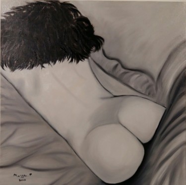 Schilderij getiteld "Donna che dorme " f…" door Patricia Mazzeo, Origineel Kunstwerk, Olie