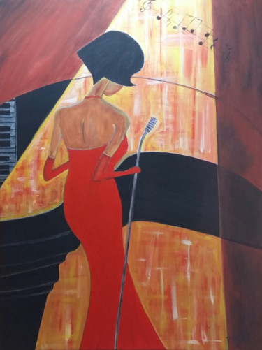 Painting titled "Piano bar #artistsu…" by Patricia Mazzeo, Original Artwork, Acrylic