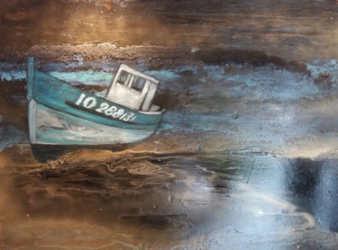 Pintura titulada "Bateau échoué sur O…" por Patricia Mazzeo, Obra de arte original, Acrílico