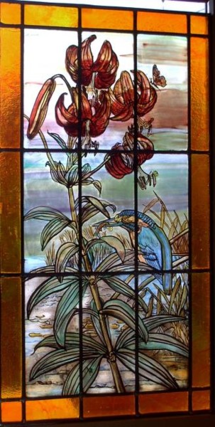 Painting titled "Le martin pêcheur" by Patricia Mazzeo, Original Artwork, Stained glass painting