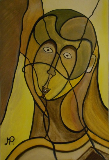 Painting titled "Ophélie" by Patricia Mazzeo, Original Artwork, Watercolor Mounted on Cardboard