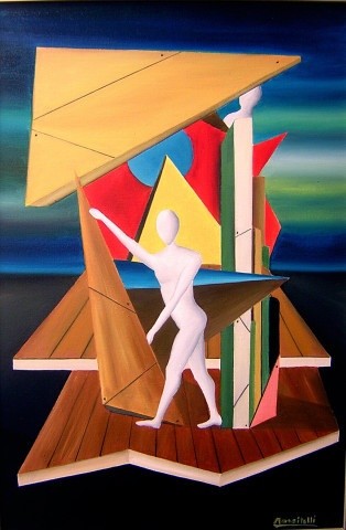 Painting titled "Isola metafisica" by Mazzitelli Michele, Original Artwork