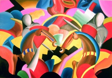 Painting titled "Duello" by Mazzitelli Michele, Original Artwork