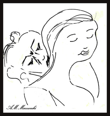 Peinture intitulée "gal-amours-encre-de…" par Anne Marie Mazzocchi, Œuvre d'art originale