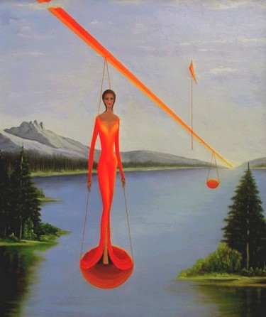 Картина под названием "Balance / Libra" - Marie Baudry (Marylene), Подлинное произведение искусства, Масло