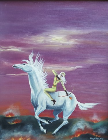 Painting titled "La Conquête" by Marie Baudry (Marylene), Original Artwork, Oil Mounted on Cardboard