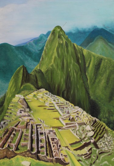 Painting titled "Machu Picchu (Pérou)" by Marie Baudry (Marylene), Original Artwork, Oil
