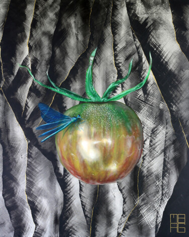 Painting titled "dragonfly tomato" by Mbag Art Margherita Bobini Andrea Gritti, Original Artwork, Acrylic