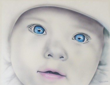 Painting titled "visage-de-bebe.jpg" by M.Balestrie, Original Artwork, Airbrush