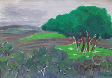 Painting titled "The green tree" by Marta Ban Simani, Original Artwork