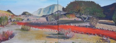 Painting titled "Desert landscape 2" by Marta Ban Simani, Original Artwork, Oil