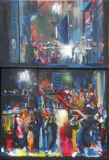Painting titled "The jazz club" by Mbongeni, Original Artwork, Acrylic