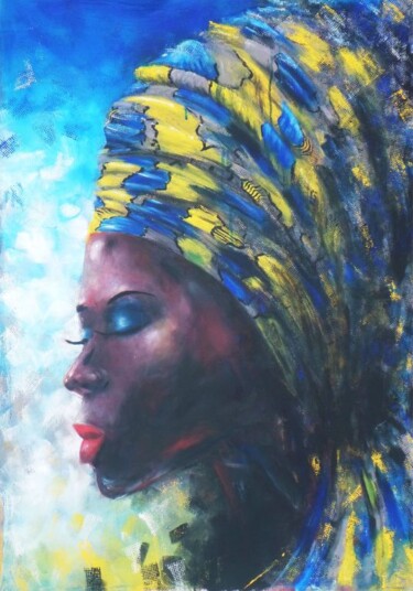 Schilderij getiteld "Dressed Up" door Mbongeni, Origineel Kunstwerk, Acryl