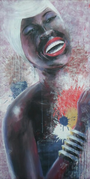 Painting titled "Portrait Of A Happy…" by Mbongeni, Original Artwork, Acrylic