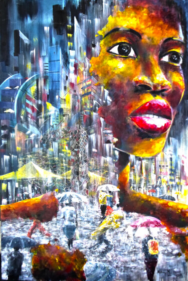 Schilderij getiteld "Sunshine and Rain" door Mbongeni, Origineel Kunstwerk, Acryl