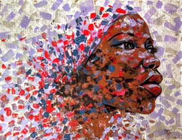 Malerei mit dem Titel "Wrapped in color" von Mbongeni, Original-Kunstwerk, Acryl