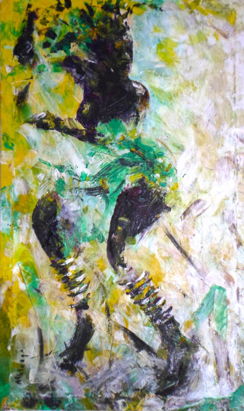 Malerei mit dem Titel "The Heat" von Mbongeni, Original-Kunstwerk, Acryl