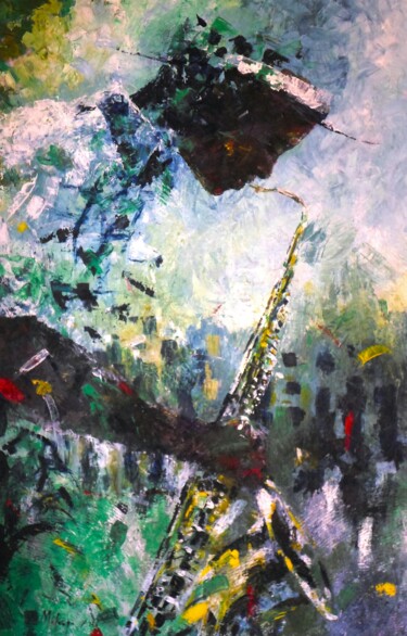 Painting titled "Deep Jazz" by Mbongeni, Original Artwork, Oil