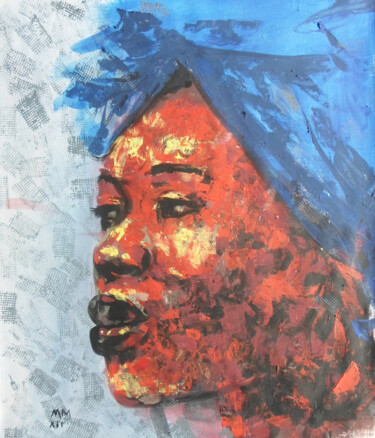 Malerei mit dem Titel "African Woman I" von Mbongeni, Original-Kunstwerk, Acryl