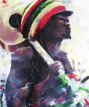 Peinture intitulée "Rastafarian" par Mbongeni, Œuvre d'art originale, Acrylique